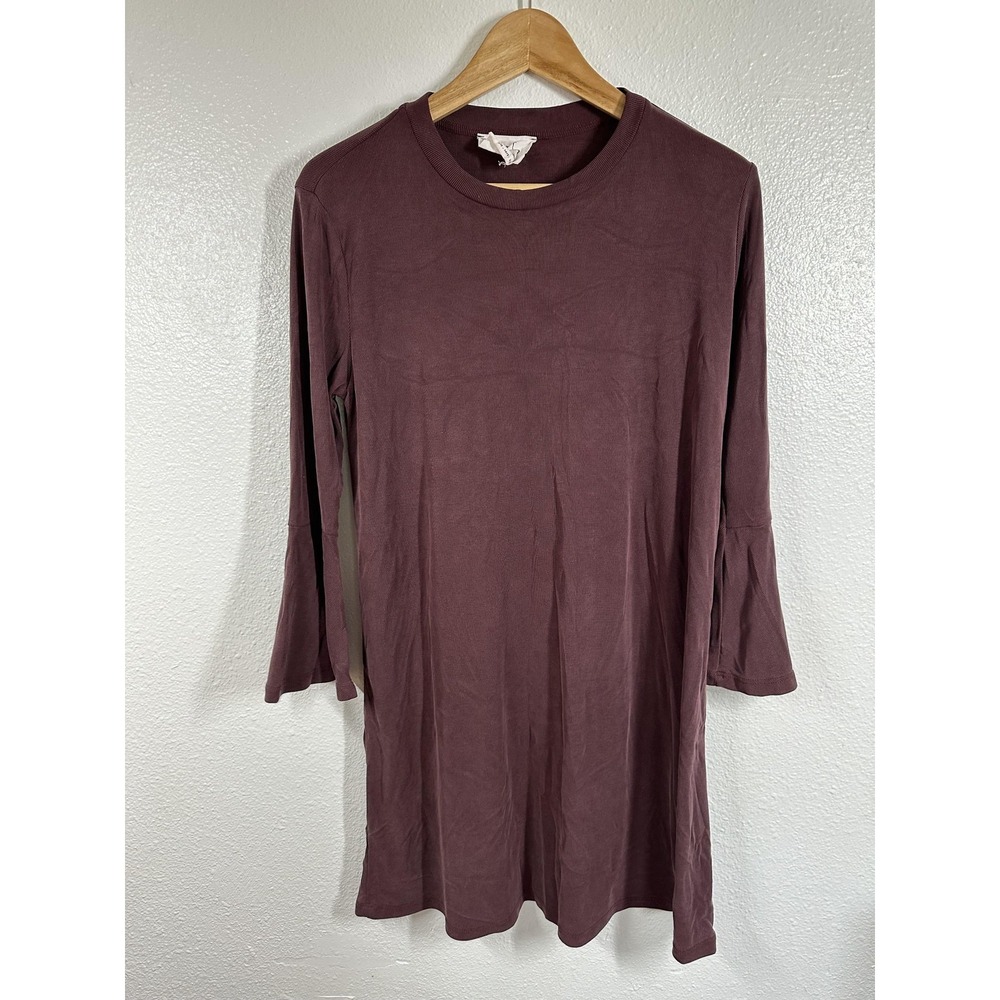 Sadie & Sage Tunic Dress Womens Small Purple Bell Sleeve Long Made in USA Boho
